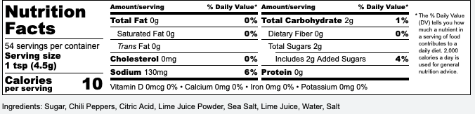 Nutrition Label & Ingredient List